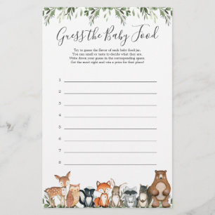 Woodland Animals Baby Shower Guess The Baby Food