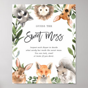 Woodland Animals Baby Shower Guess The Baby Food Poster