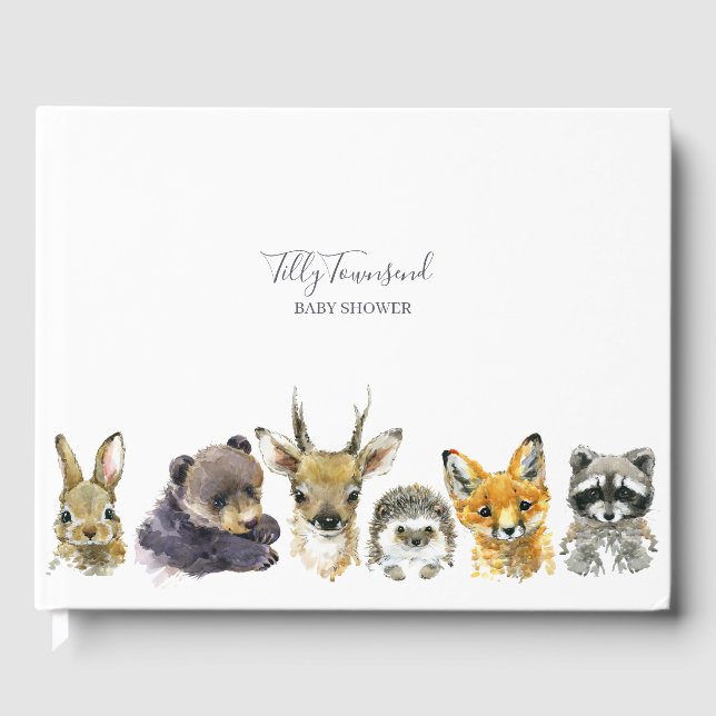 Woodland Animals Baby Shower Guest Book (Front)
