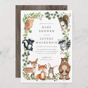 Woodland Animals Baby Shower Invitation