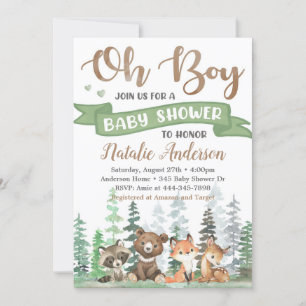 Woodland Animals Baby Shower Invitation