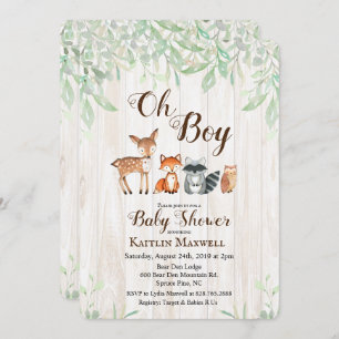 Woodland Animals Baby Shower Invitation