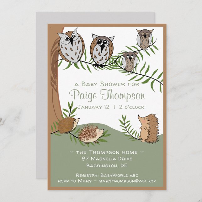 Woodland animals Baby Shower Invitation (Front/Back)