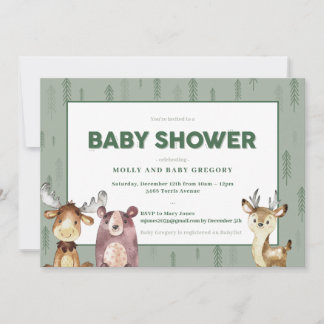 Woodland Animals Baby Shower Invitation
