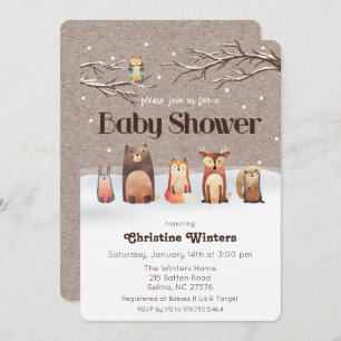 Woodland Animals Baby Shower Invitation