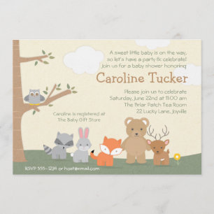 Woodland Animals Baby Shower Invitation
