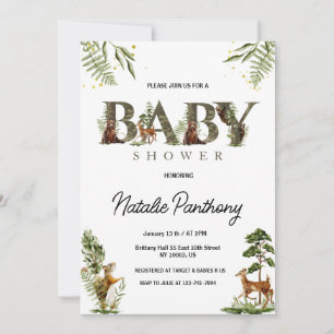 Woodland Animals Baby Shower Invitation