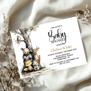 Woodland Animals Baby Shower Invitation