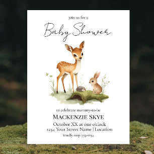 Woodland Animals Baby Shower Invitation