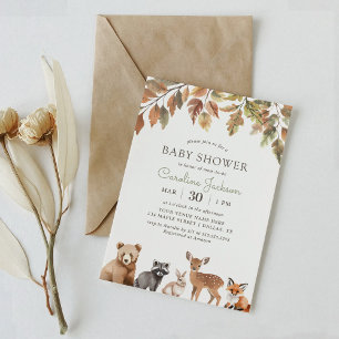 Woodland Animals Baby Shower Invitation
