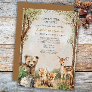 Woodland Animals Baby Shower Invitation