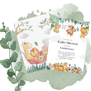 Woodland Animals Baby Shower Invitation