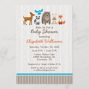 Woodland Animals Baby Shower Invitation