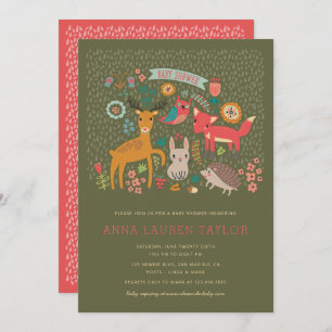 Woodland Animals Baby Shower Invitation