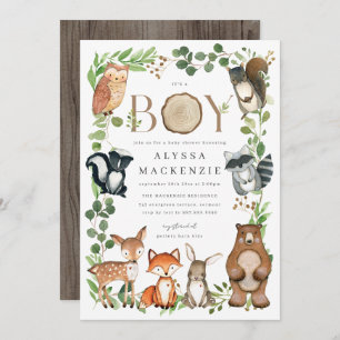 Woodland Animals Baby Shower Invitation