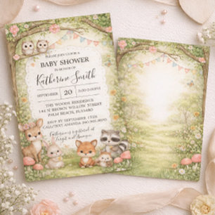 Woodland Animals Baby Shower Invitation Background