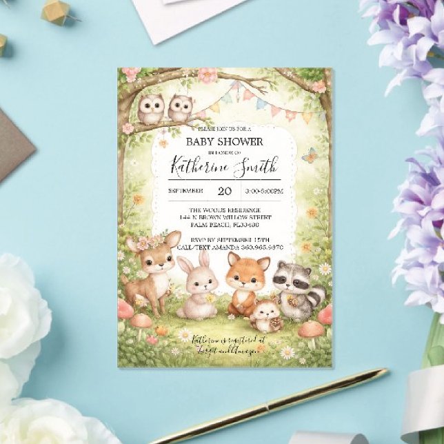 Woodland Animals Baby Shower Invitation Background (Creator Uploaded)