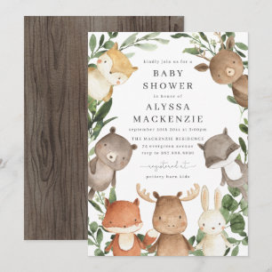 Woodland Animals Baby Shower Invitation Forest