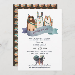 Woodland Animals Baby Shower Invitation Tribal