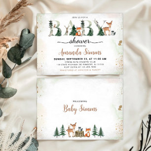 Woodland Animals Baby Shower Invitation Winter