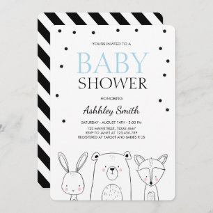 Woodland Animals Baby shower invite Forest Boy Fox