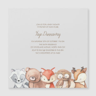 Woodland Animals Baby Shower Magnetic Invitation