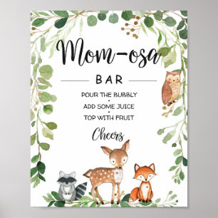 Woodland Animals Baby Shower Mum-osa Bar Sign