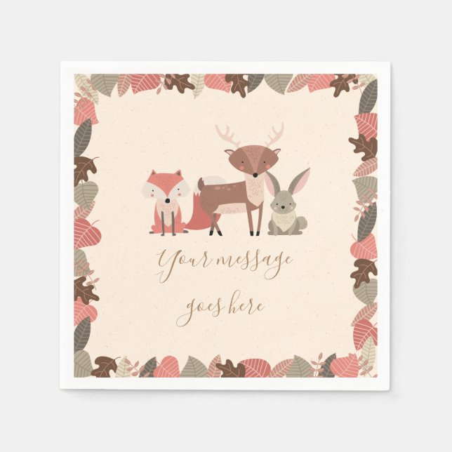 Woodland Animals Baby Shower Napkin (Front)