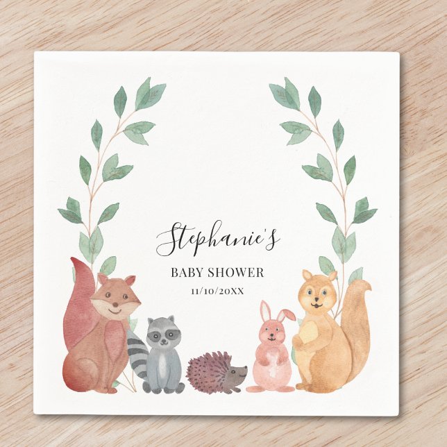 Woodland Animals Baby Shower Napkin (Creator Uploaded)