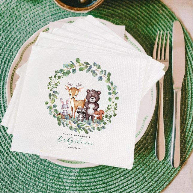 Woodland animals baby shower  napkin (Creator Uploaded)