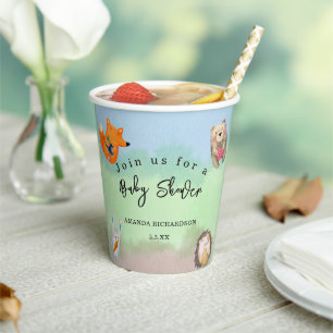 Woodland animals Baby Shower Paper Cups