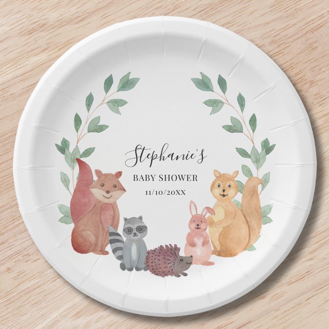 Woodland Animals Baby Shower Paper Plate (Creator Uploaded)