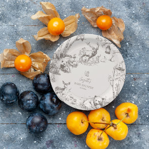 Woodland Animals Baby Shower Paper Plate