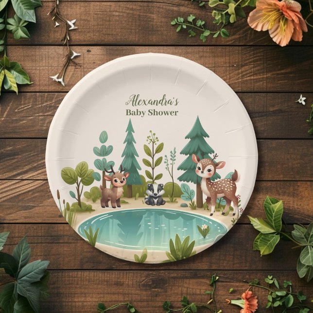 Woodland Animals Baby Shower Paper Plate (Creator Uploaded)