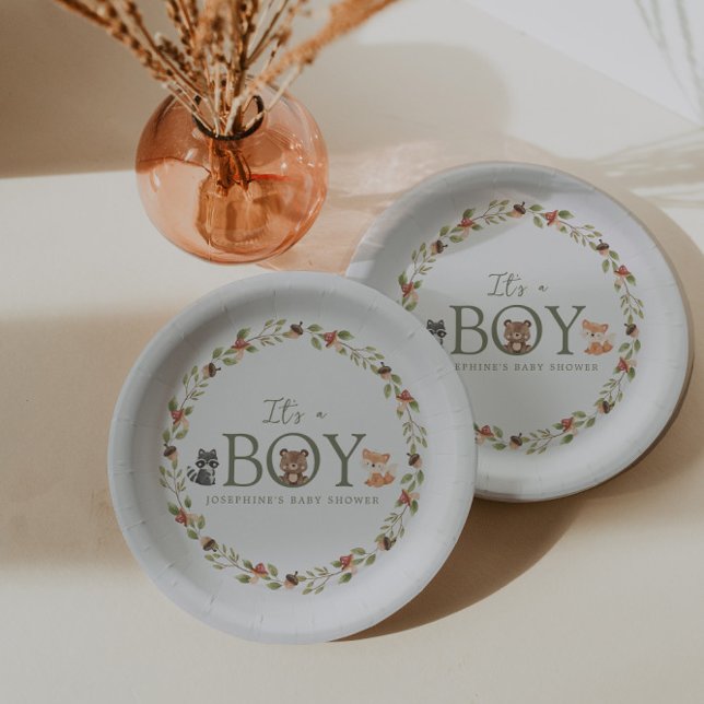 Woodland Animals Baby Shower Paper Plate (Creator Uploaded)