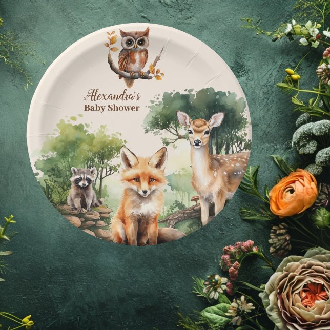 Woodland Animals Baby Shower Paper Plate (Creator Uploaded)