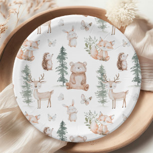 Woodland Animals Baby Shower Paper Plate
