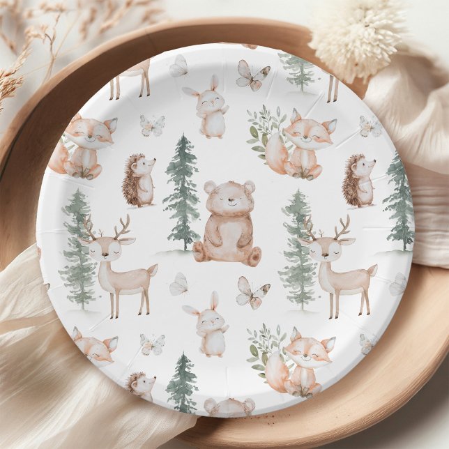 Woodland Animals Baby Shower Paper Plate (Creator Uploaded)
