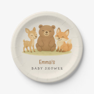 Woodland Animals Baby Shower Paper Plate
