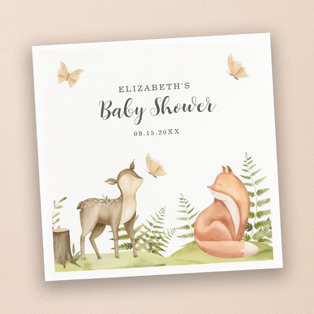 Woodland Animals Baby Shower Party Napkin (Creator Uploaded)