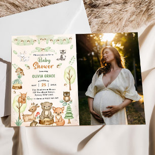 Woodland Animals Baby Shower Party Photo Invitation