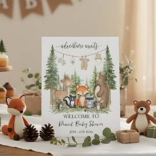 Woodland Animals Baby Shower Pedestal Sign