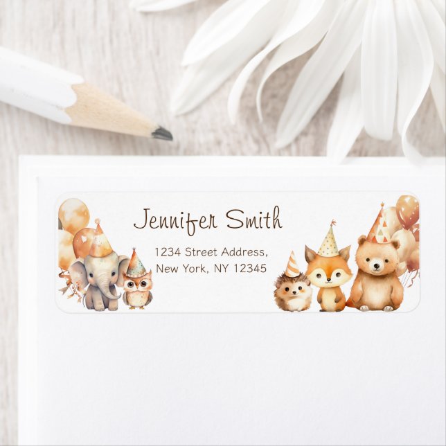 Woodland Animals baby shower Return Address Label (Insitu)
