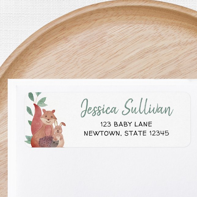 Woodland Animals Baby Shower Return Address  Label (Creator Uploaded)