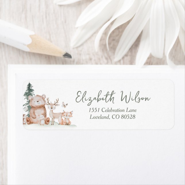 Woodland Animals Baby Shower Return Address Label (Insitu)