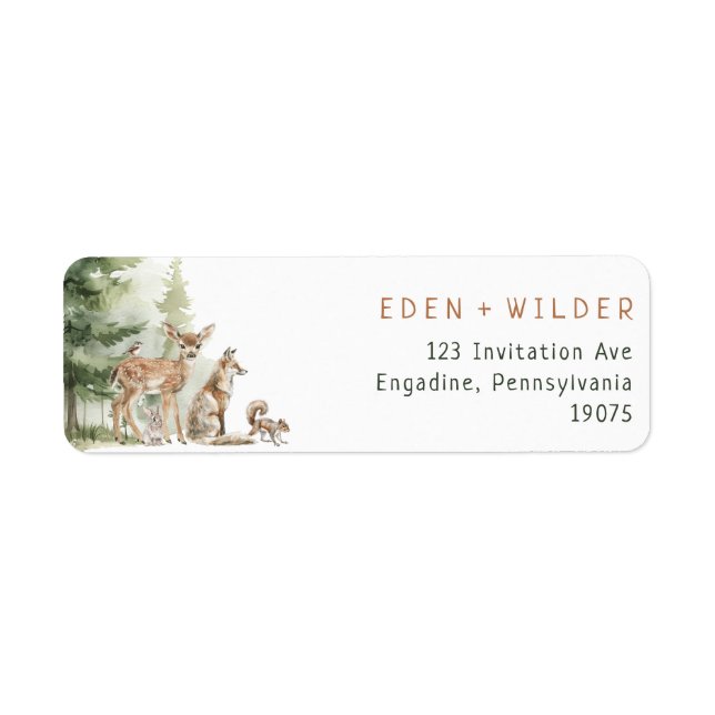 Woodland Animals Baby Shower Return Address Return Address Label (Front)