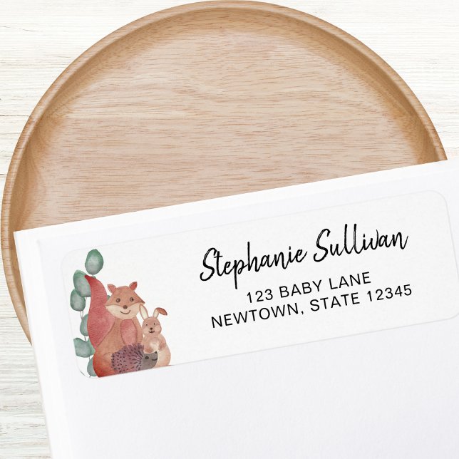 Woodland Animals Baby Shower Return Address  Return Address Label (Creator Uploaded)