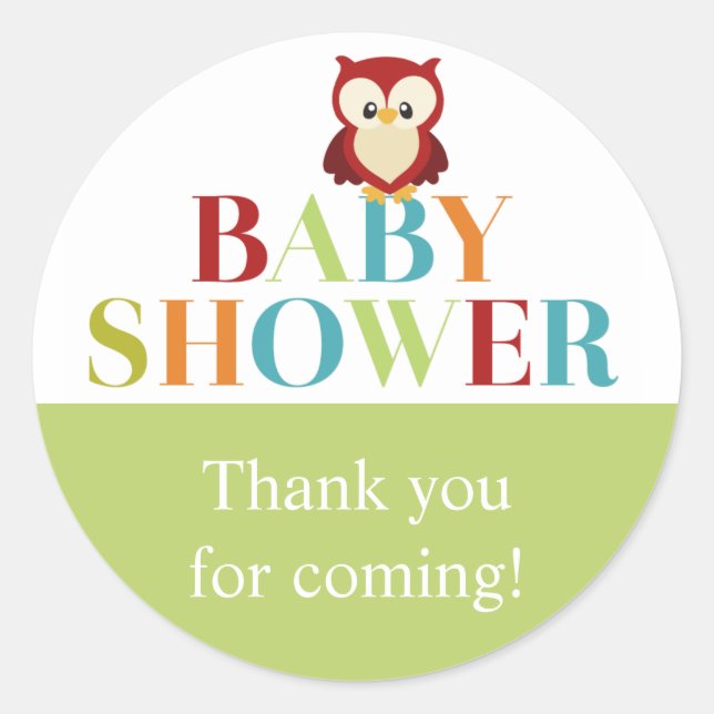 Woodland Animals Baby Shower Round Stickers (Front)