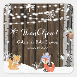 Woodland Animals Baby Shower Stickers