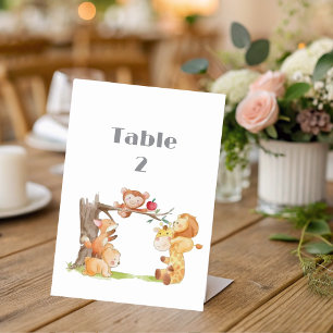 Woodland Animals Baby Shower Table  Number